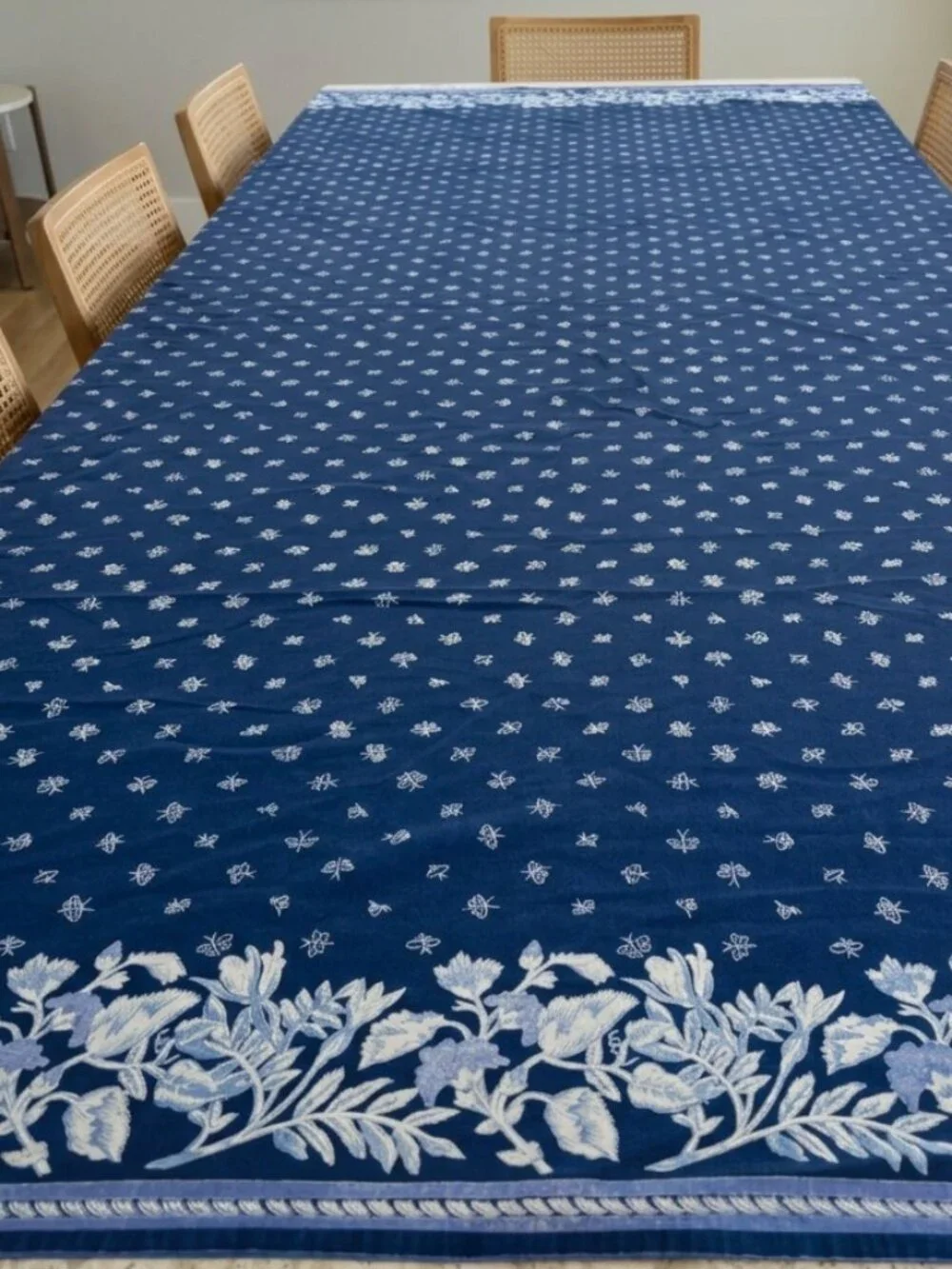 Williams-Sonoma Vintage Floral Butterfly Print Cotton Tablecloth India 70